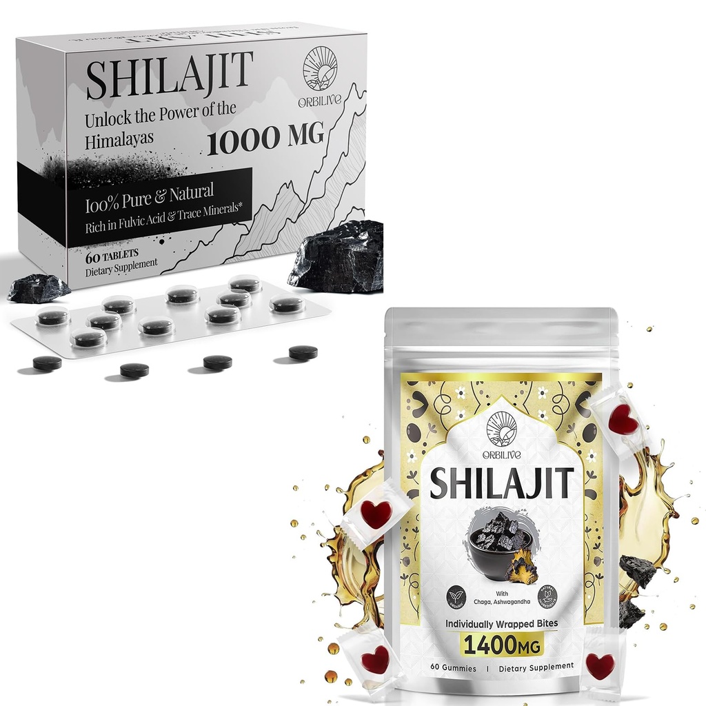 1400 MG Shilajit 60 Gummies con 1000 MG Shilajit Tablets 60 Conde