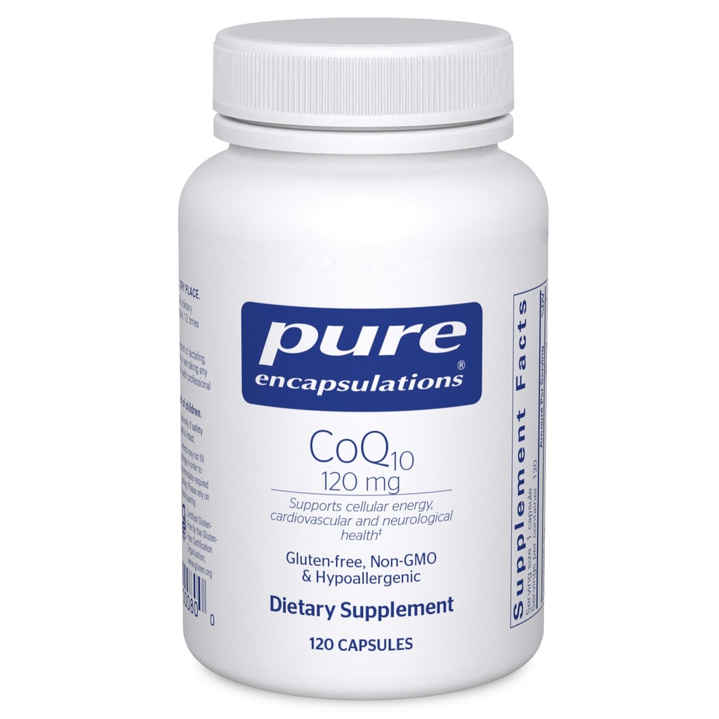 Encapsulaciones puras CoQ10 120 mg - Coenzima Q10 Suplemento para la salud cardíaca, energía, antioxidantes, salud cerebral y memoria - salud celular, cognición " soporte cardiovascular* - 120 cápsulas