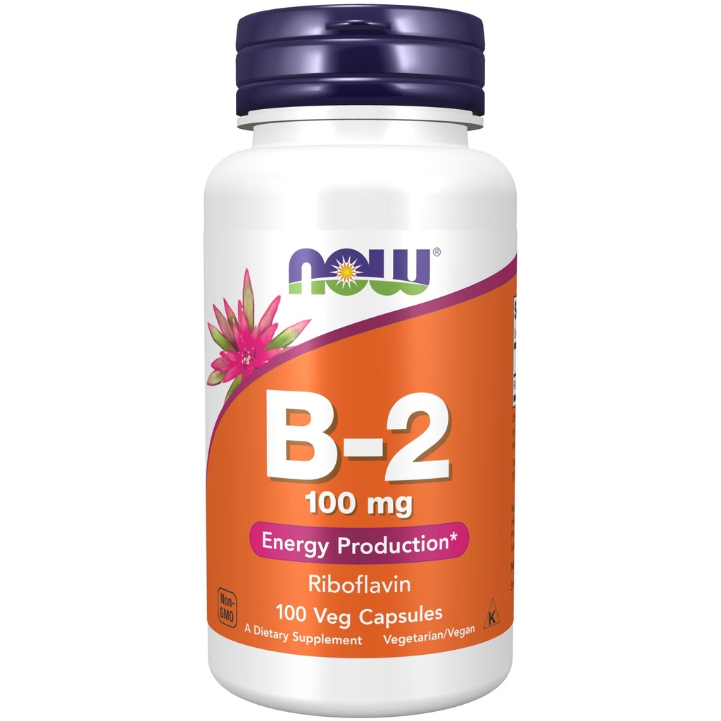 AHORA Suplementos de alimentos, vitamina B-2 (Riboflavin) 100 mg, Producción de energía*, 100 cápsulas de verduras