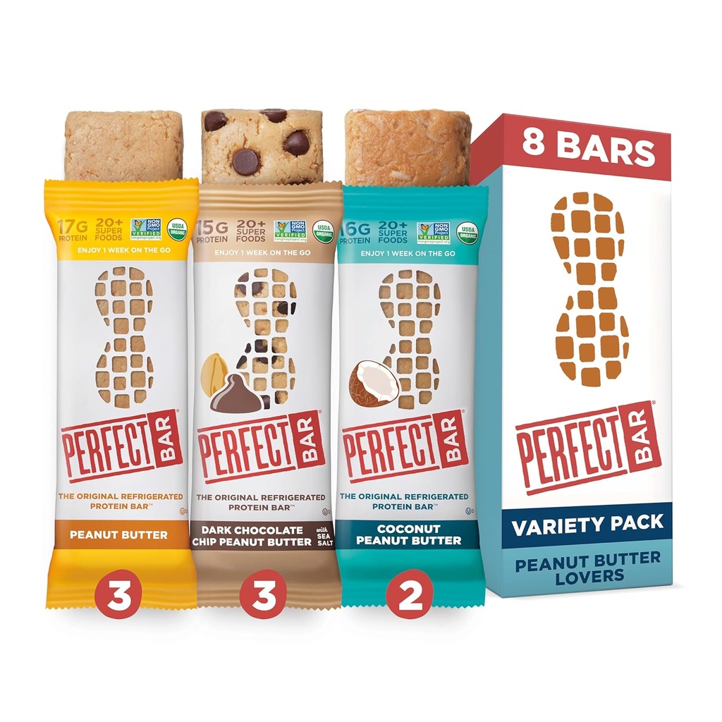Barra de proteína refrigerada original, manteca de cacahuetes Variety Bundle, 2.2 - 2.5 Ounce Bar, 8 Conde