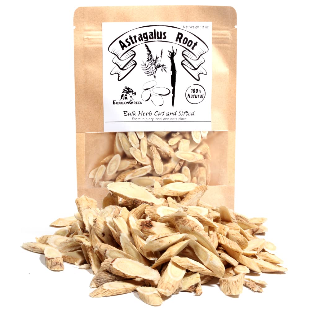 Astragalus Root (Milkvetch/Huangqi/ crecen/ gradualmente parecen tener éxito) Astragalus Root Sliced Raw, Dried Bulk Herbs 3Oz (88g)