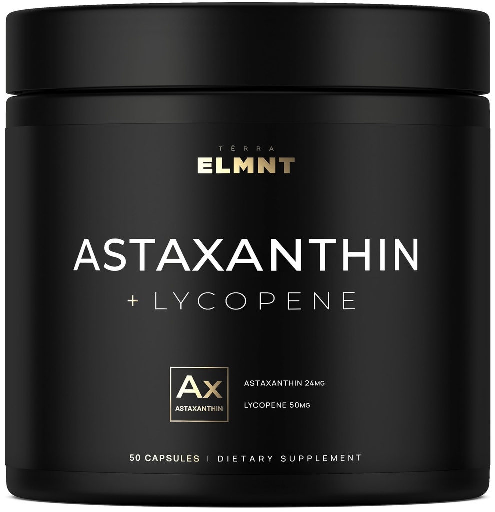 Astaxanthin 24mg + Lycopene 50mg Carotenoides de fuerza clínica suplemento de piel w. 100% natural de MicroAlgae - Mejores suplementos de astaxanthin para la salud de la piel " Pigmentación - Astaxantina