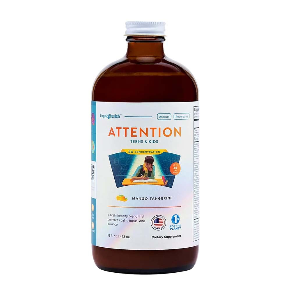 LIQUIDHEALTH Atención Multivitamínico Líquido para Adolescentes Infantiles - Mejora la Retención de la Memoria, Concentración, Focus, Mood, Relaxing - Hecho en EE.UU., Gran Sabor, Vegan, Libre de Azúcar (16 oz)