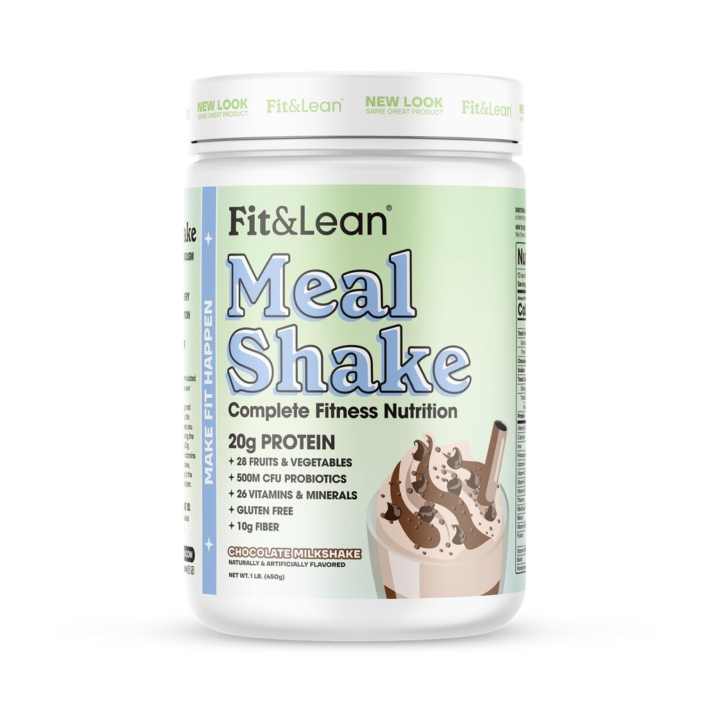 Fit " Lean Meal Shake, Fat Burning Meal Replacement, Protein, Fiber, Probióticos, Chocolate, 1lb, 10 Servidores Por Container