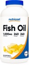 Nutricost Fish Oil Omega 3 Softgels con EPA & DHA (1000 mg de aceite de pescado, 560 mg de Omega-3), 240 Softgels, No GMO, Gluten Free.