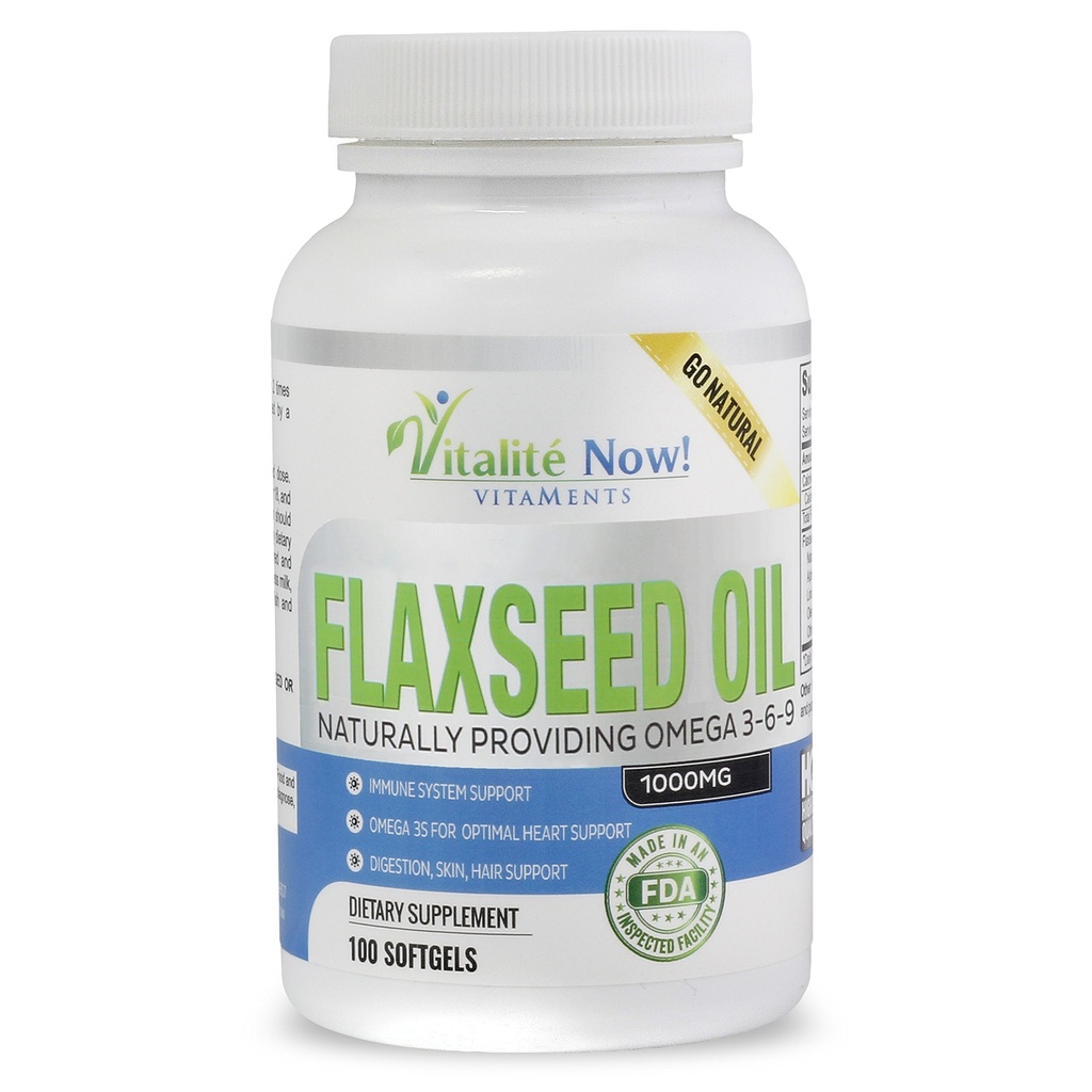 Orgánica Flaxseed Oil Softgels - 1000mg Premium, Virgin Cold Presionado por Flax Seeds - Hair Skin & Nails Soporte - Omega 3-6-9 Suplemento - 100 Cuenta - Más de 3 meses de suministro!