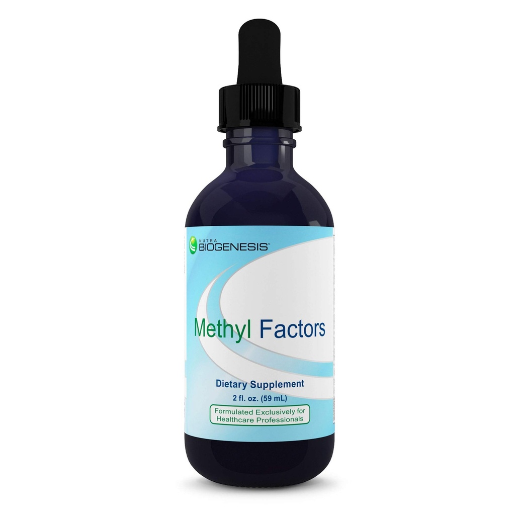 Nutra Biogenesis Methyl Factors - Vitamina B12 Drops, Methylfolate Drops, Sublingual Liquid for Women &amp; Men, B Complex with Folic Acid for Kids &amp; Adults, Energy Supplement, Sugar Free - 2 Fl Oz