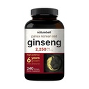 NatureBell Korean Red Ginseng 2,250mg Por Serving, 240 Softgels ¦ Panax Ginseng Root, Standardized to 10% Ginsenosides, Non-GMO, Support Energy, Male Performance, & Immune System