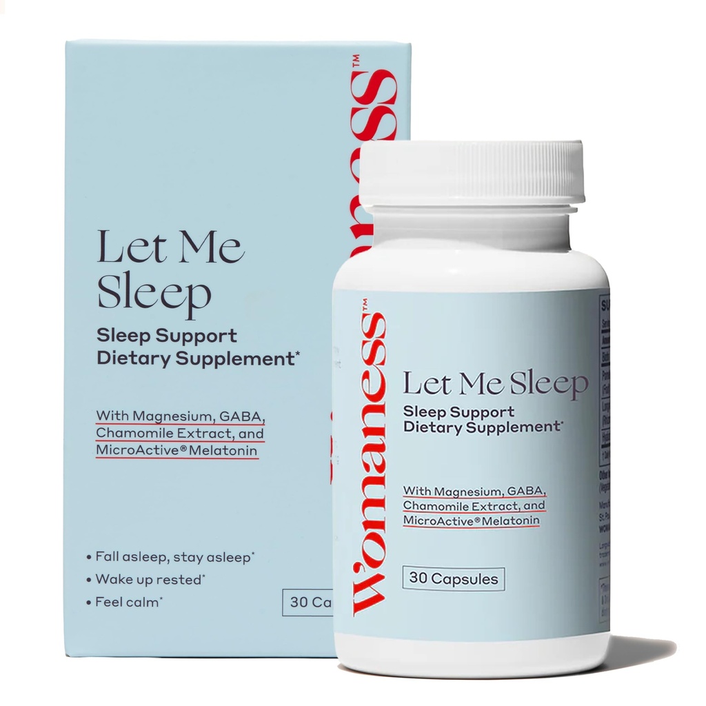 Mujer Permítanme Suplementos de sueño para adultos – Ayuda natural para dormir con Melatonina 3mg, Suplemento Magnesio, GABA &amp; Chamomile Extracto para el descanso – Apoyo nocturno para dormir - 30 cápsulas
