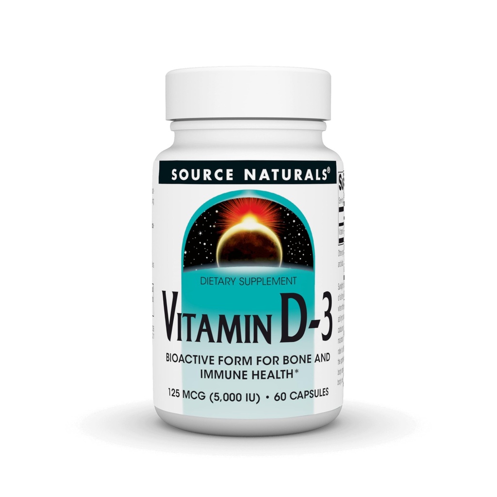 Fuente Naturales Vitamina D-3 Forma bioactiva para la salud ósea* 5000 iu - 60 cápsulas