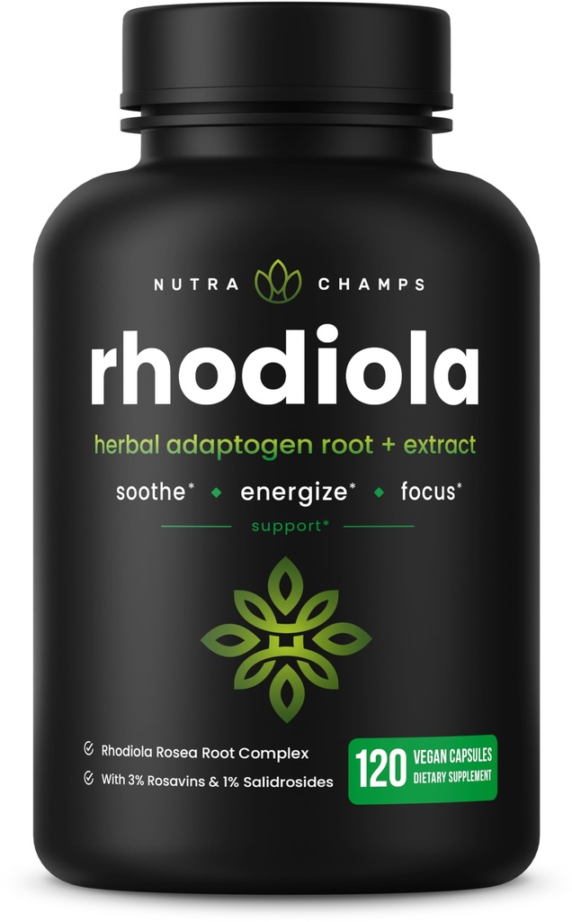 Rhodiola Rosea Suplemento 600mg Silencio 120 Vegan Capsules Silencio Rhodiola Rosea Extracto para la energía, Stress Relief, Mood y Focus