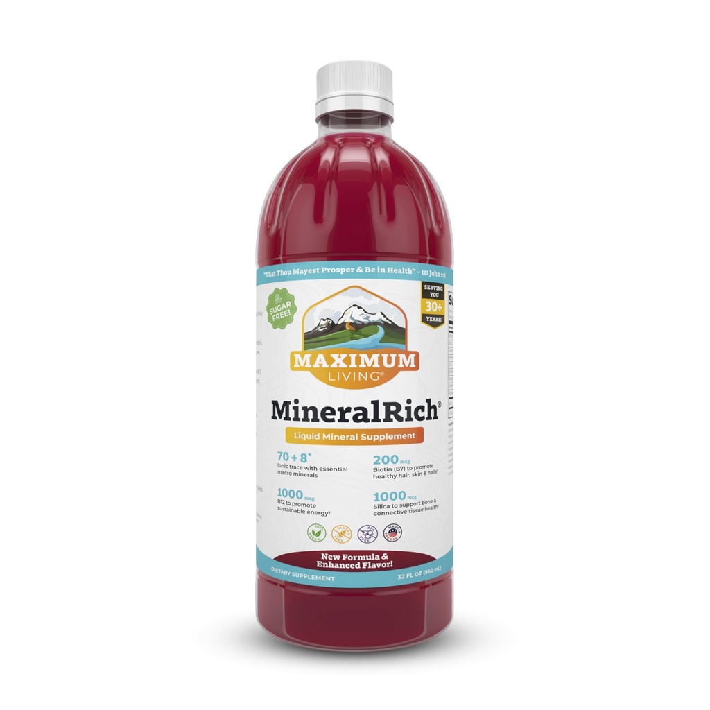 Maximum Living MineralRich - Suplemento Minerales - Sugar Free Liquid Blend of Vitamins and Trace Minerals - 32 oz
