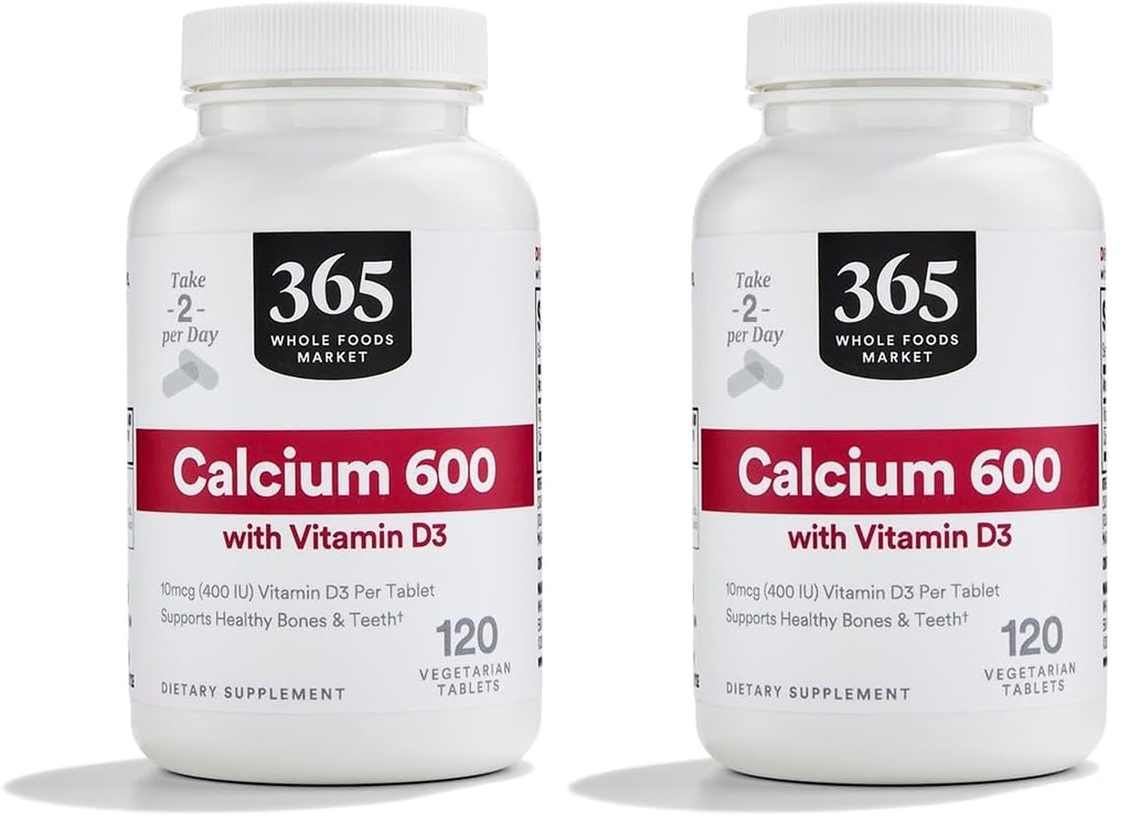 365 por mercado entero de alimentos Calcio con vitamina D3 Tabletas, 120 Cuenta (Pack de 2)