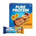Barras de proteína puras, alta proteína, nutritious Snacks to Support Energy, bajo azúcar, sin gluten, mantequilla de maní de chocolate, 1,76oz, 12 conde (paquete mayo Vary)