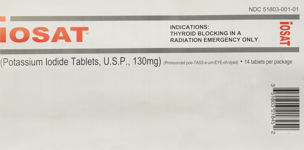 IOSAT 130 mg Tablas de Ioduro de Potasio, 5 Cuenta