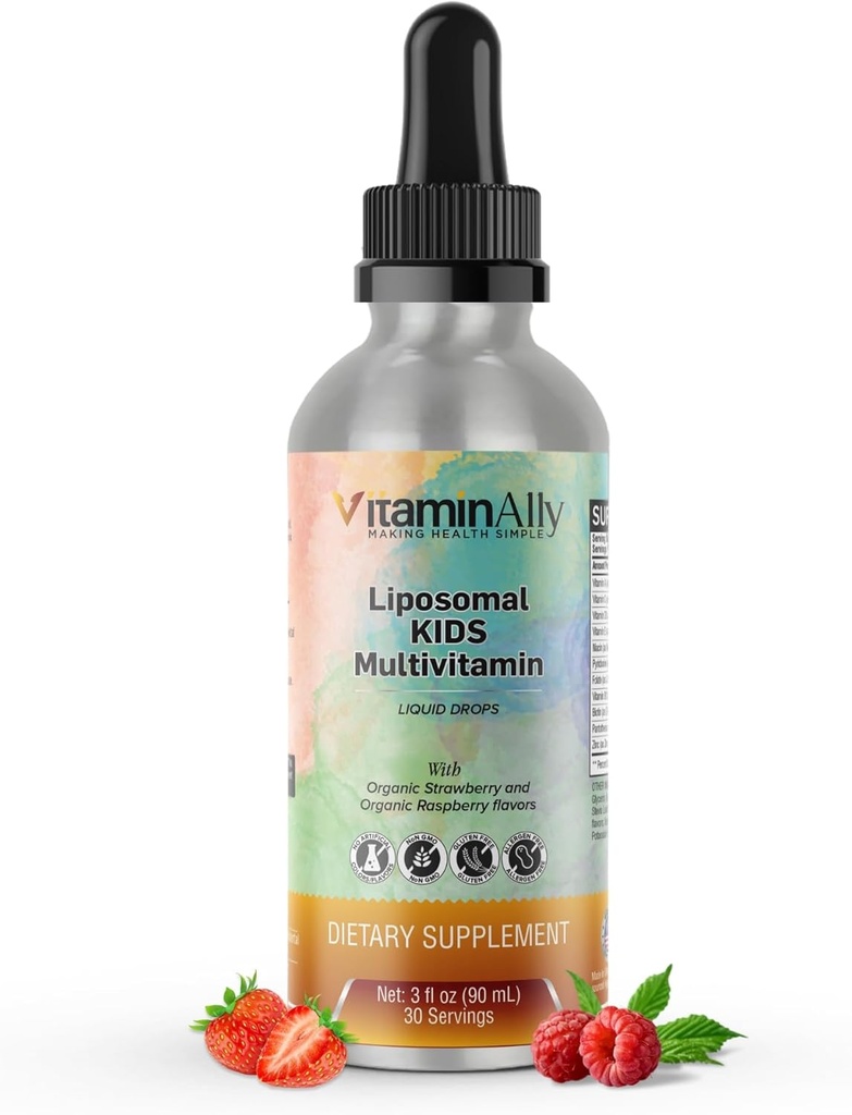 Liposomal Kids Liquid Multivitamin TENIDO Non-GMO TENIDO Limpiar Silenciosos Libres de Azúcar Gluten Gratis Silencio Orgánica Berry Flavors ANTE Immune Support ← Bone Health ← Wellness general ← 30 Servings  3 fl oz