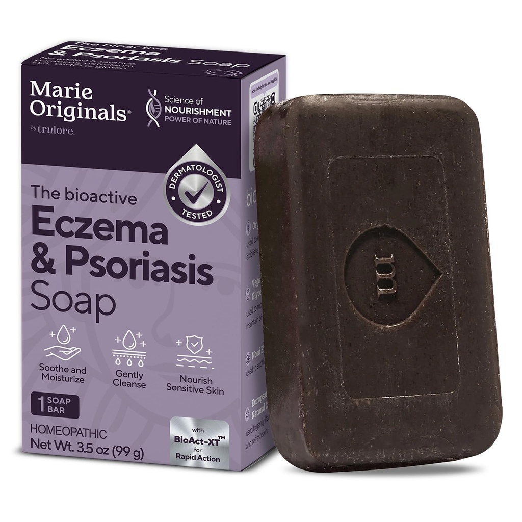 Marie Originals Eczema Face Soap Body Wash Bar – All Natural Psoriasis, Dermatitis Tratamiento para Dry Itchy Flaky Skin Relief – Gentle Detoxifying, Healing, Anti-Itch, Cleansing Skincare (Pack of 1)