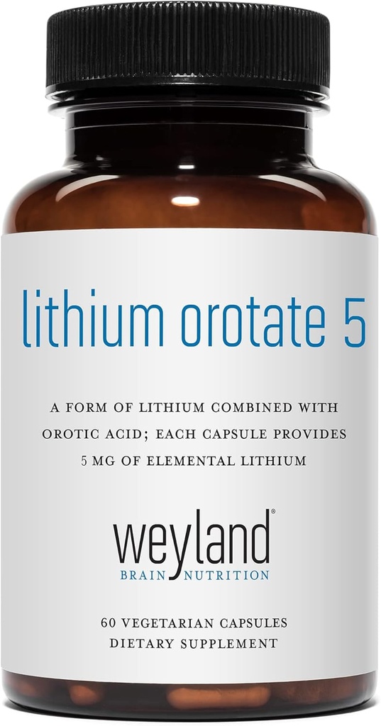 Litio Orotate - 5 mg de litio elemental por cápsula vegetariana