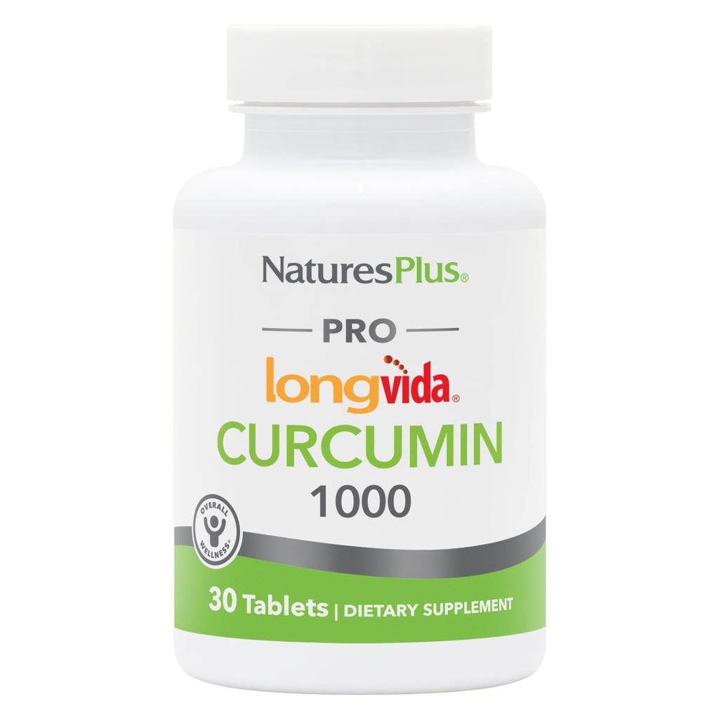 NaturesPlus PRO Longvida Curcumin 1000 mg - 30 Tablets - Promotes Healthy Free Radical Protection - Non-GMO, Vegan &amp; Gluten Free - 30 Servings