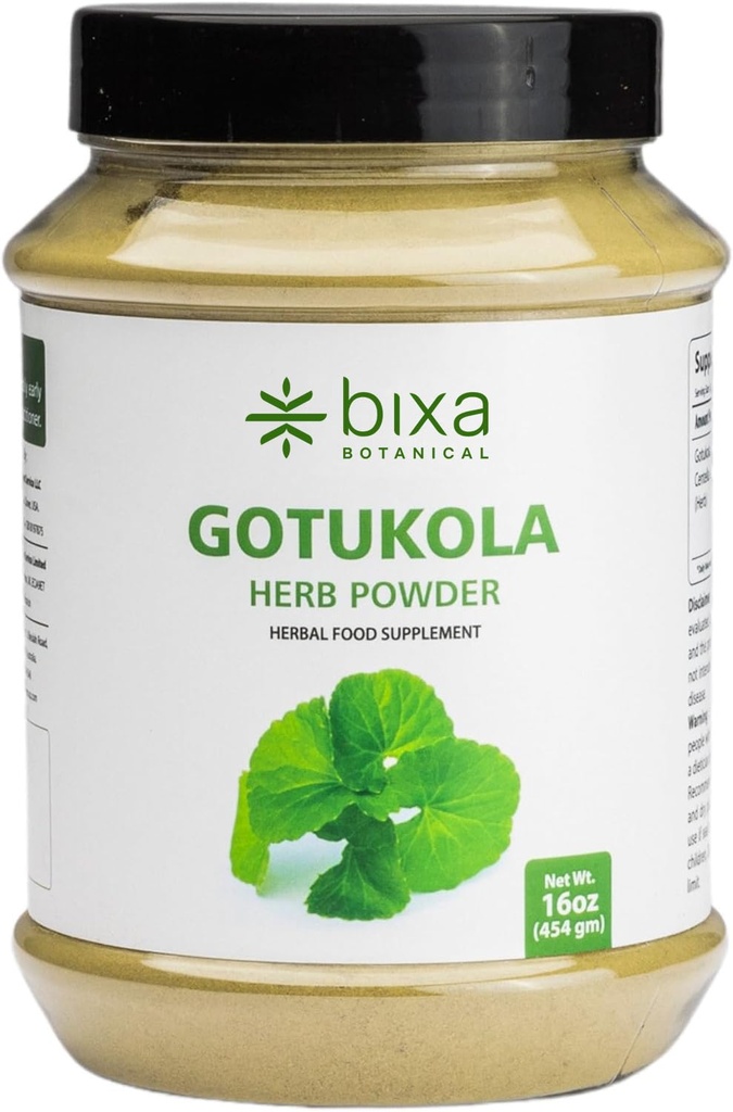 bixa BOTANICAL Gotu Kola (Centella Asiatica) Silencio Ayurvedic Natural Herbal Suplemento Puro Auténtico Premium Calidad Silencio Mejorar la Salud Global (16 onza (Pack of 1)