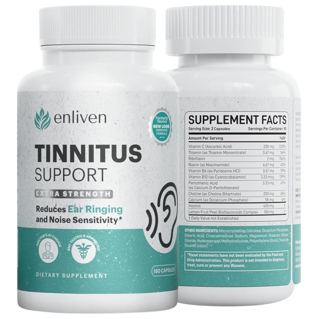 Tinnitus Relief Pills for Ringing Ears " Ear Health ← Extra Strength Tinnitus Suplemento con Bioflavonoids, B12 " Inositol ← Apoyos Sleep, Focus " Auditory Clarity tención 60 Caplets ← 2 Pack