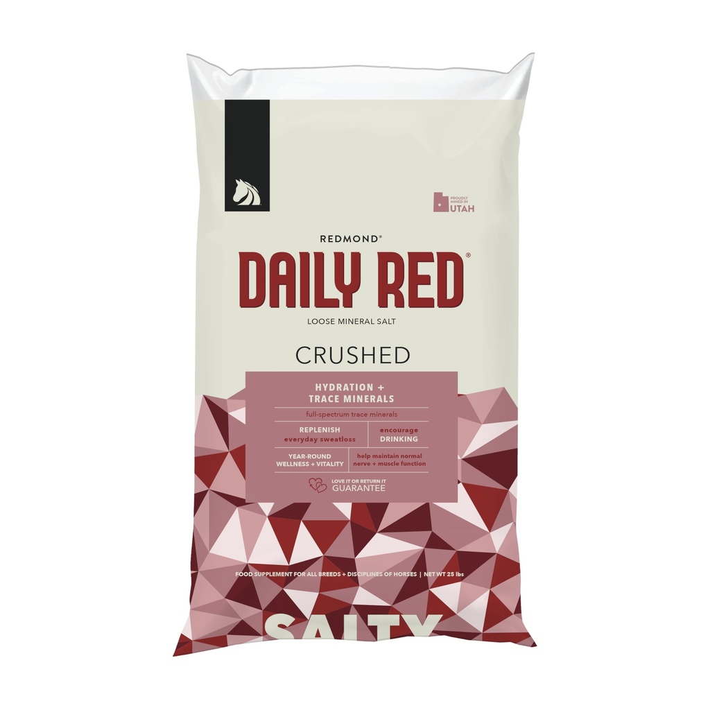 Daily Red Crushed Loose Minerals ¦ Mineral Salt + Electrolyte Supplement for Horses (25LB Refill Bag)