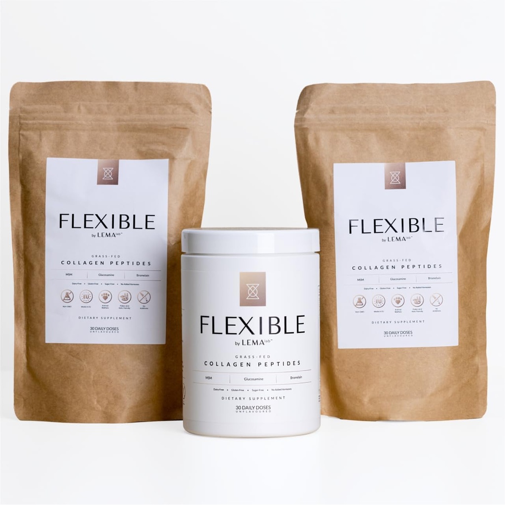 LEMAlab Flexible Collagen Peptides Powder 3-Month Supply – Suplementos de Collagen Premium para Mujer Joint Health & Recovery Formula - Grass Fed Collagen Powder Desflavored, 90 Dosis diarias