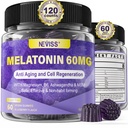 Antioxidante " Brain Support Melatonin 60mg 30mg para 50+ Adultos ← Alta Dose Melatonina para Anti-Aging " Immune ANTE Extra Strength Melatonin Gummies with B6, Ashwagandha, Magnesium, MSM - 120 Gummies