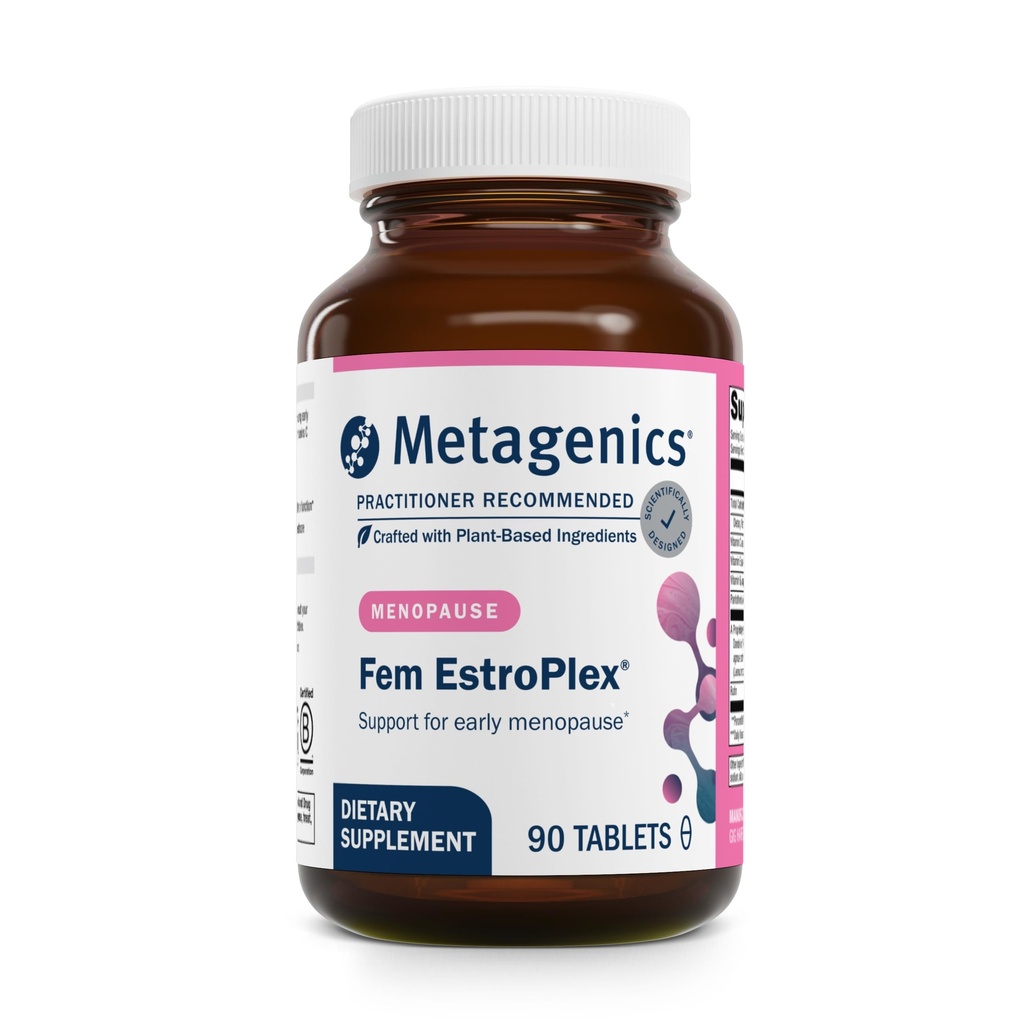 Metagenics Fem Estroplex - Early Menopause Support Formula - con Dandelion Root, Valerian Root, Stinging Nettle, Chasteberry, Motherwort &amp; More - Non-GMO, Gluten Free &amp; Vegetarian - 90 Tablets