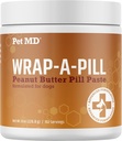 Pet MD Wrap A Pill Peanut Butter Flavor Pill Paste for Dogs - Hacer un bolsillo o bolsa para ocultar píldoras & Medicamento - 8 oz