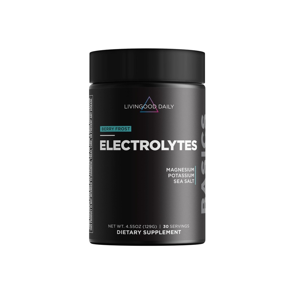 Livingood Daily Electrolytes Powder, Electrolytes Hydration Drink Mix with Vitamin C, Magnesium, Taurine &amp; Sea Salt, Electrolyte Supplement for Energy & Hydration, Keto, Berry Frost Flavor, 30 Srvgs