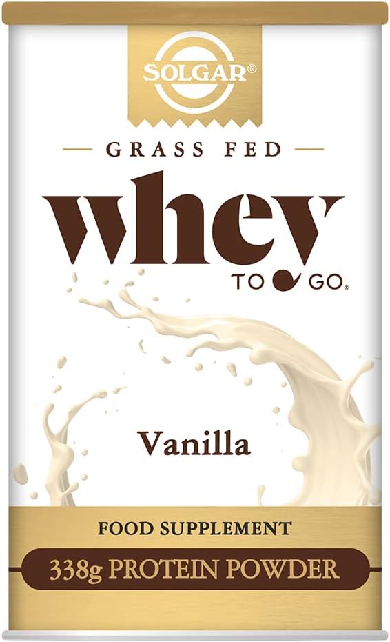 Solgar Grass Fed Whey to Go Protein Powder Vanilla, 11.9 oz - 20g de Grass-Fed Protein de vacas de Nueva Zelanda - Gran Tasting &amp; Mezclas Fácilmente - Apoyos Strength & Recuperación - 13 porciones