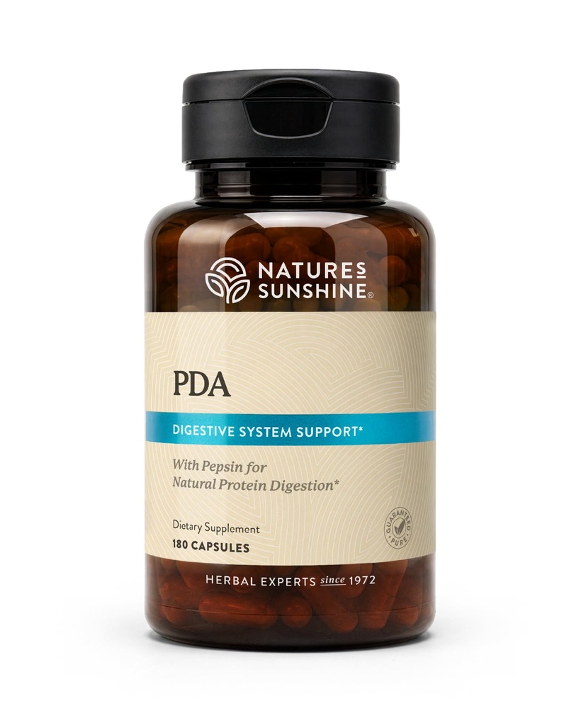 Combinación de PDA Sunshine de la Naturaleza, 180 Cápsulas vivieron ácido hidroclorítico y suplemento de Pepsin que ayuda a romper proteínas en las tractaduras digestivas