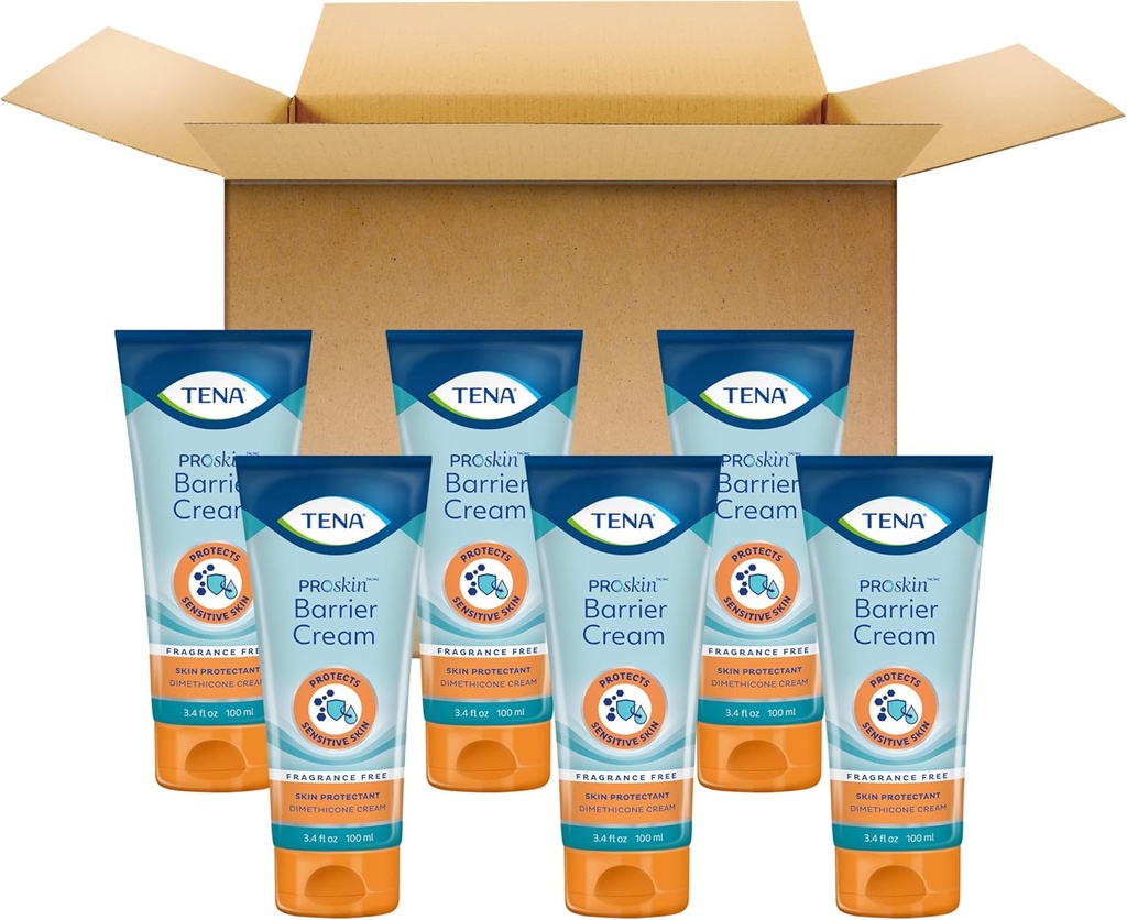 Crema de barrera TENA ProSkin para piel frágil, fragancia libre, 3.4 Fl. Oz, paquete de 6