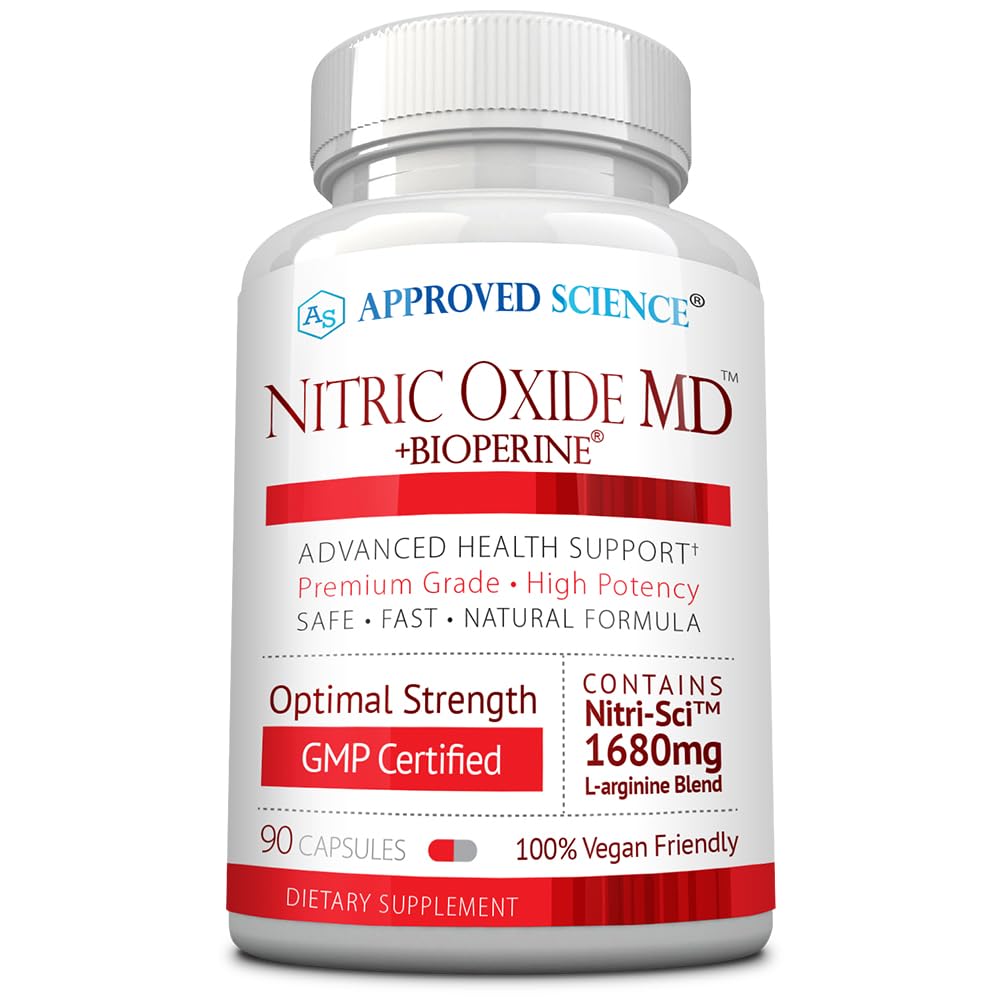 Ciencia Aprobada Oxido Nítrico MD - Desarrollo muscular, Lean Body Mass, Mejorar el suministro de oxígeno, Boost Energy - 90 cápsulas - 1 botella