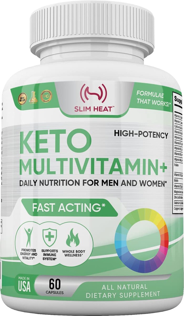 Keto Multivitamínico para Mujer y Hombre - 35 Potente, Ingredientes Puros - Vitamina C, Vitamina D, Vitamina A, Vitamina E y Zinc para Soporte Inmunitario - No GMO, Gratuito, Libre de Azúcar, Todos Natural - 30 Días