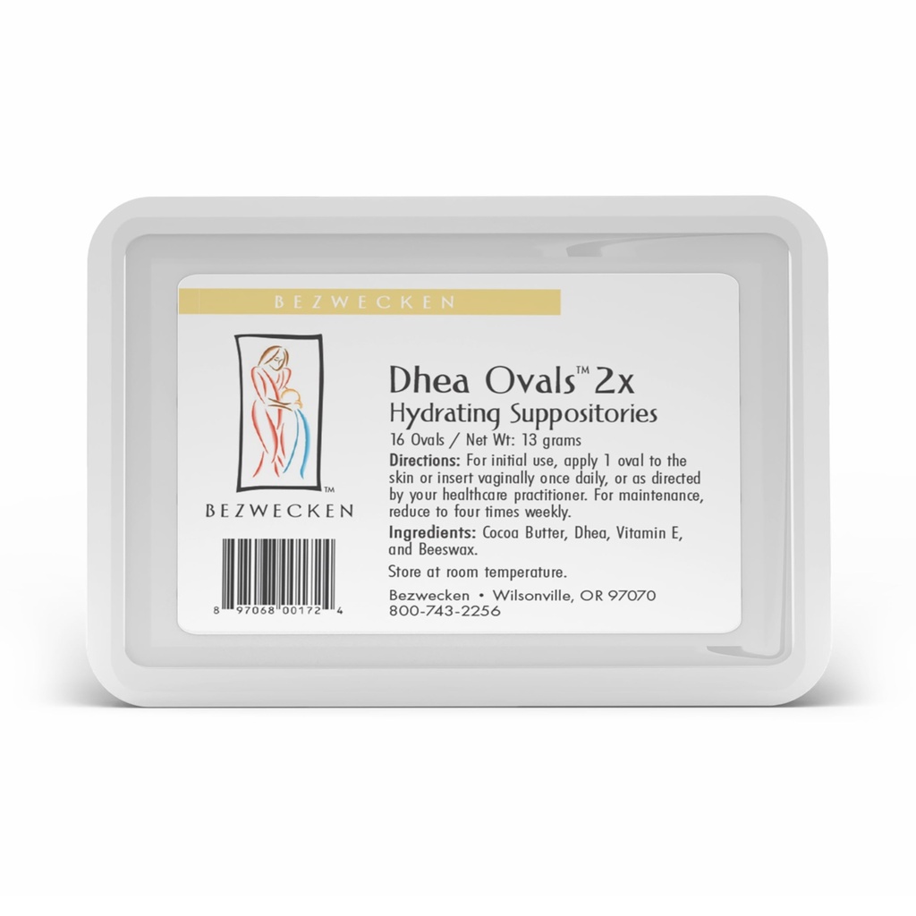 Bezwecken – DHEA Ovals 2X – 16 Oval Suppositories - Libre de Estrógeno y Progesterona - Mismo Fórmula Confiada - Formulado profesionalmente para aliviar la sequedad vaginal en mujeres menopáusicas