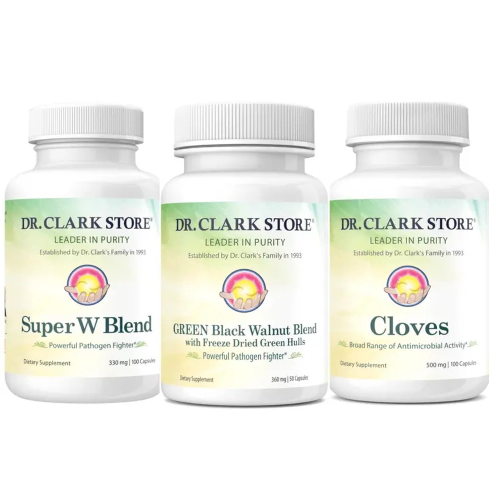Dr Clark Store Intestine Support &amp; Cleanse Kit - con Freeze-Dried Green Black Walnut Hulls, Wormwood y Cloves-Helps Maintain Optimum Intestinal Function