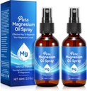 Aceite de magnesio, Aceite de magnesio puro para Pies,100% Botella de vidrio de rayos de magnesio natural y orgánico, Fácil de absorber &amp; Uso, Aceite de magnesio tópico (4 Fl Oz,Pack de 2)