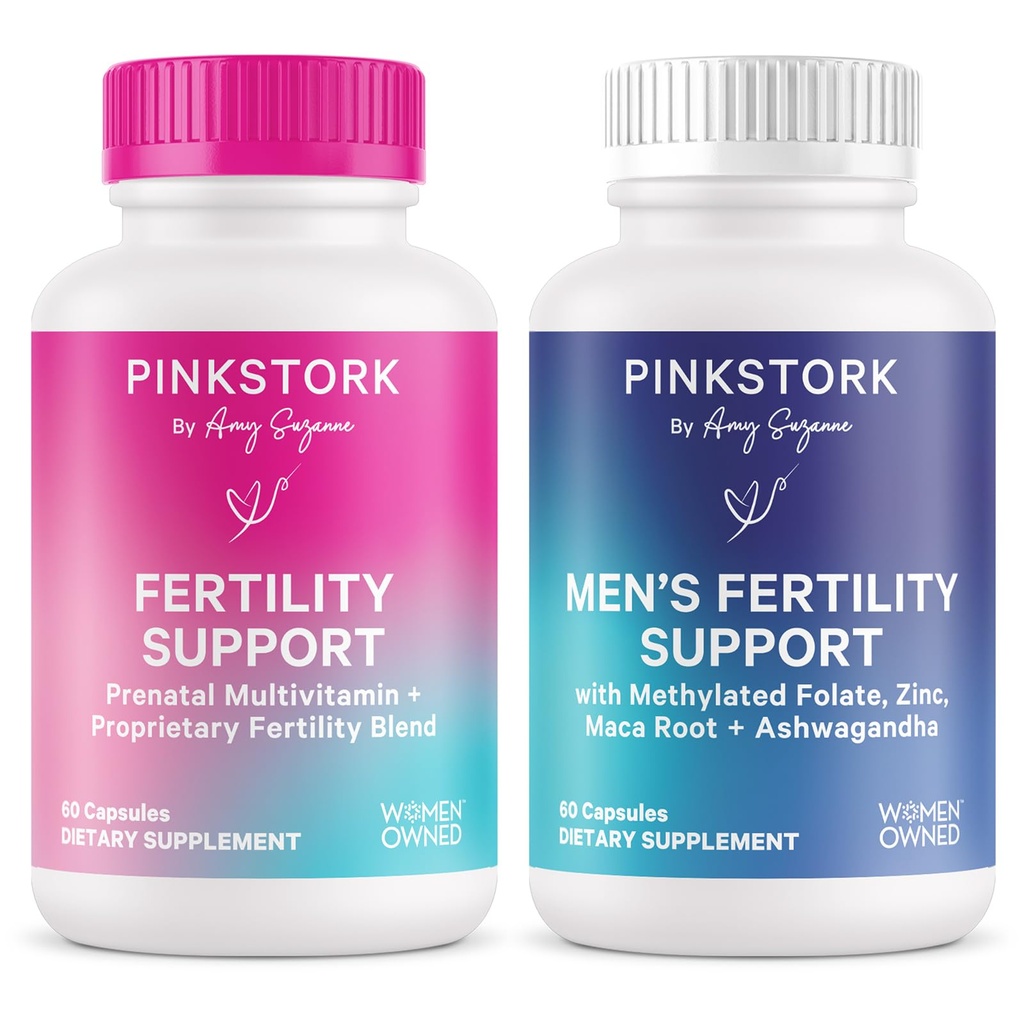 Pink Stork His and Hers Fertility Bundle: Fertility Supplements for Women, Fertility Supplements for Men, Fertility Prenatal Vitamina, Vitex, Inositol, Folate, Vitamina B6, 60 Capsules