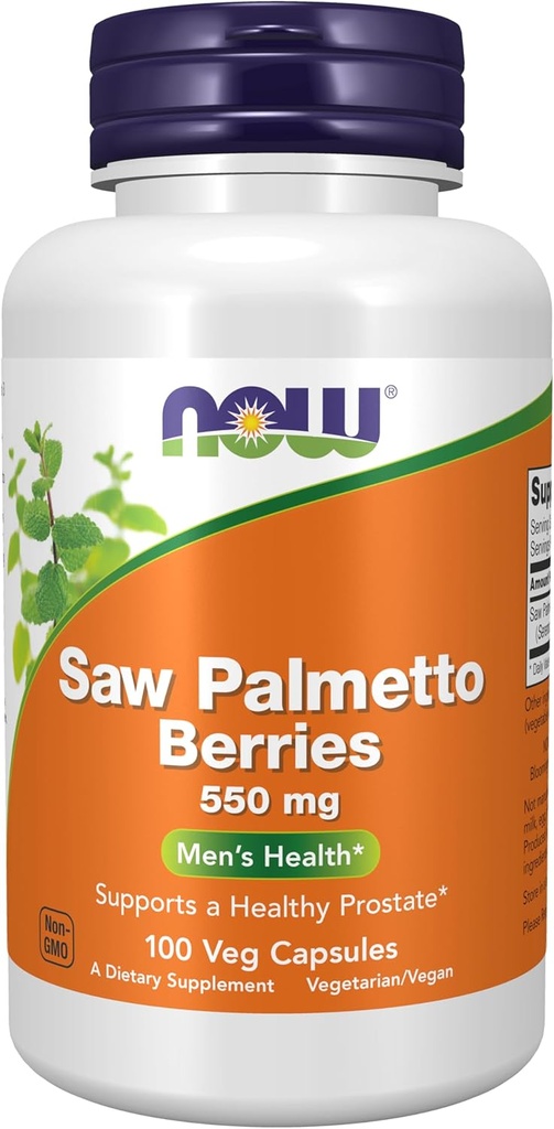 AHORA Suplementos de alimentos, Saw Palmetto Berries (Serenoa repens) 550 mg, Salud de los hombres*, 100 cápsulas de verduras