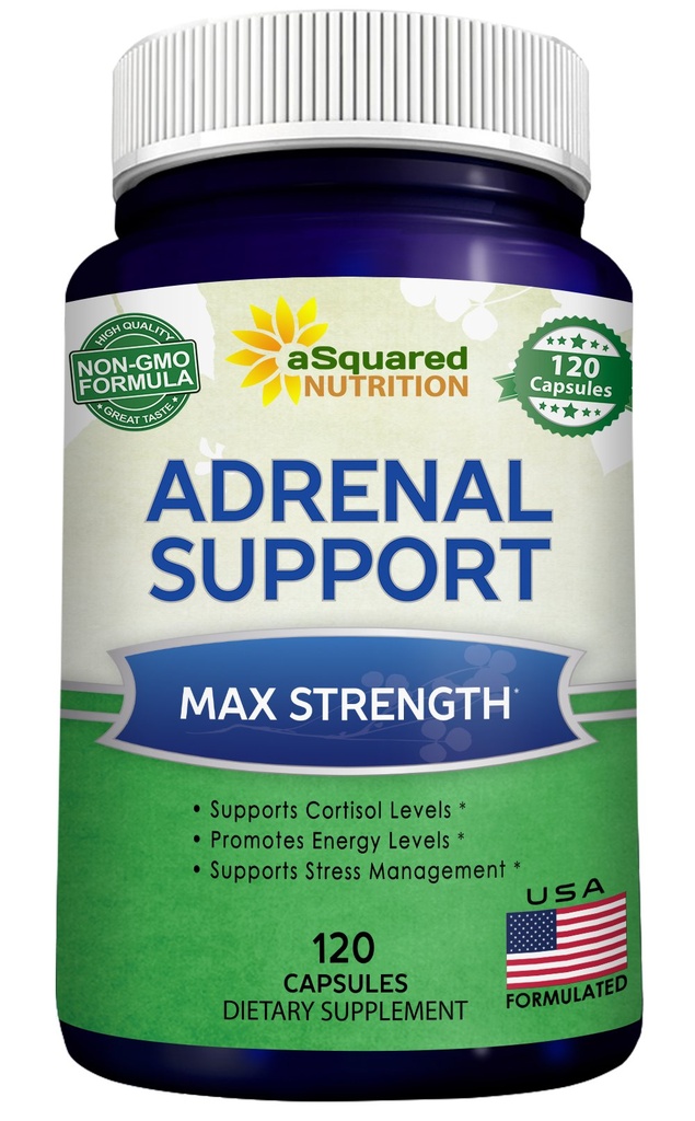 aSquared Nutrition Adrenal Support " Cortisol Manager Supplement (120 Capsules)-Adrenal Health w/Vitamin C Complex Pills to Support Fatigue " Stress Relief-Ashwagandha, L-Tyrosine, Rhodiola " Ginseng