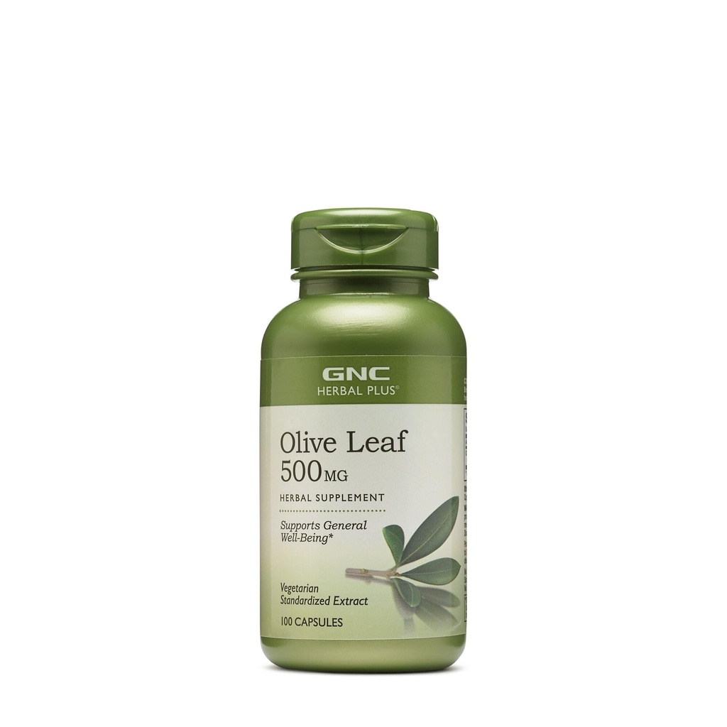 GNC Herbal Plus Olive Leaf 500mg Suplemento, Vegetariano, apoya el bienestar general, 100 servicios