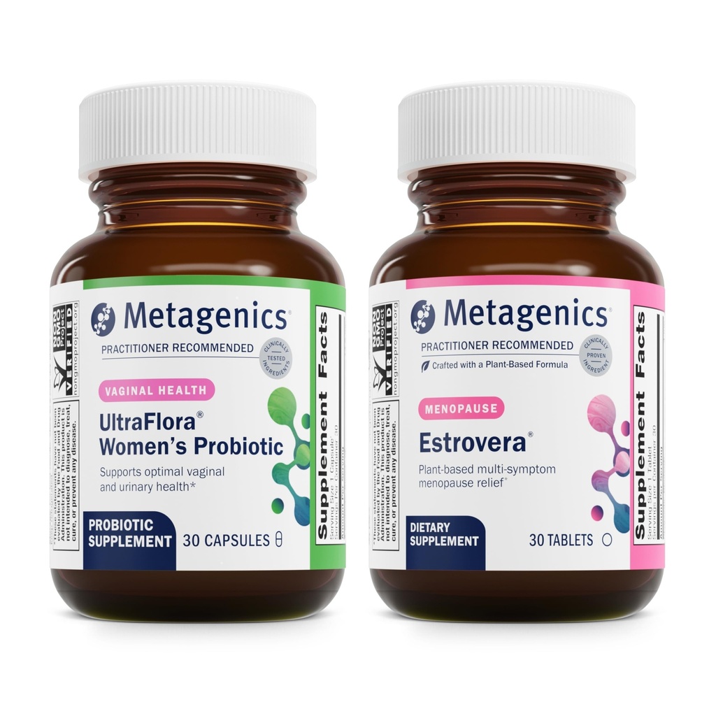 Metagenics Bundle - UltraFlora Women's ' HerWellness Estrovera - 30 Conde de UltraFlora Women's for Vaginal Health - 30 Tablets of Estrovera for Hot Flashes, Menopause Relief & Night Sweats