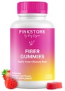 Pink Stork Prenatal Fiber Gummies for Women - 3g Prebiotic Inulin from Chicory Root - Natural Pregnancy & Postpartum Stool Softeners for Constipation &amp; Digestive Health - 60 Vegan Fiber Chews