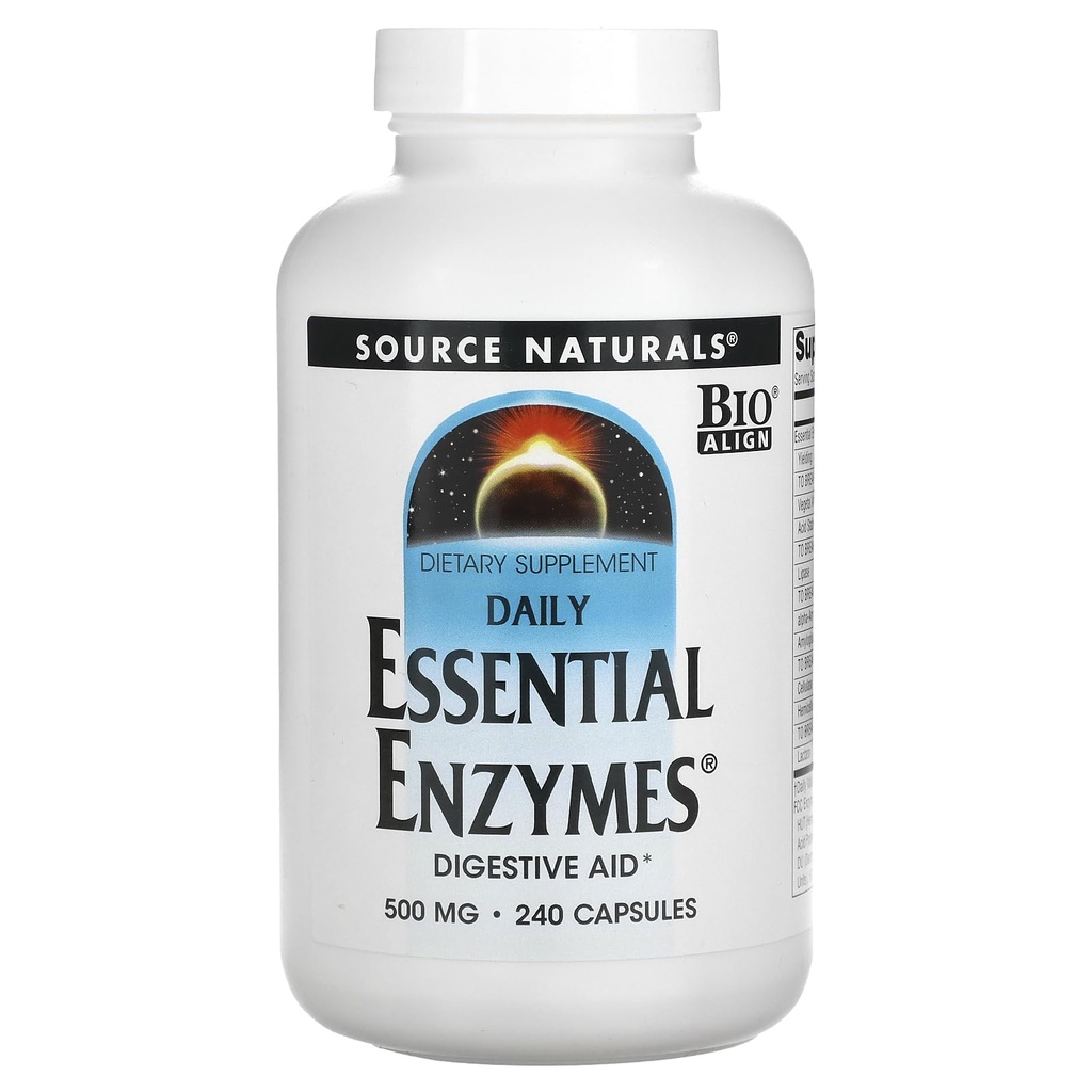 Fuente Naturales Esencial Enzimas 500mg Bio-Alineados Múltiples Suplemento Defensa Herbales para la Digestión, Gas &amp; Estreñimiento &amp; Salud Digestiva Digestiva Digestiva Digestiva Digestiva - Fuerte Sistema Inmunitario Soporte - 120 VegiCaps