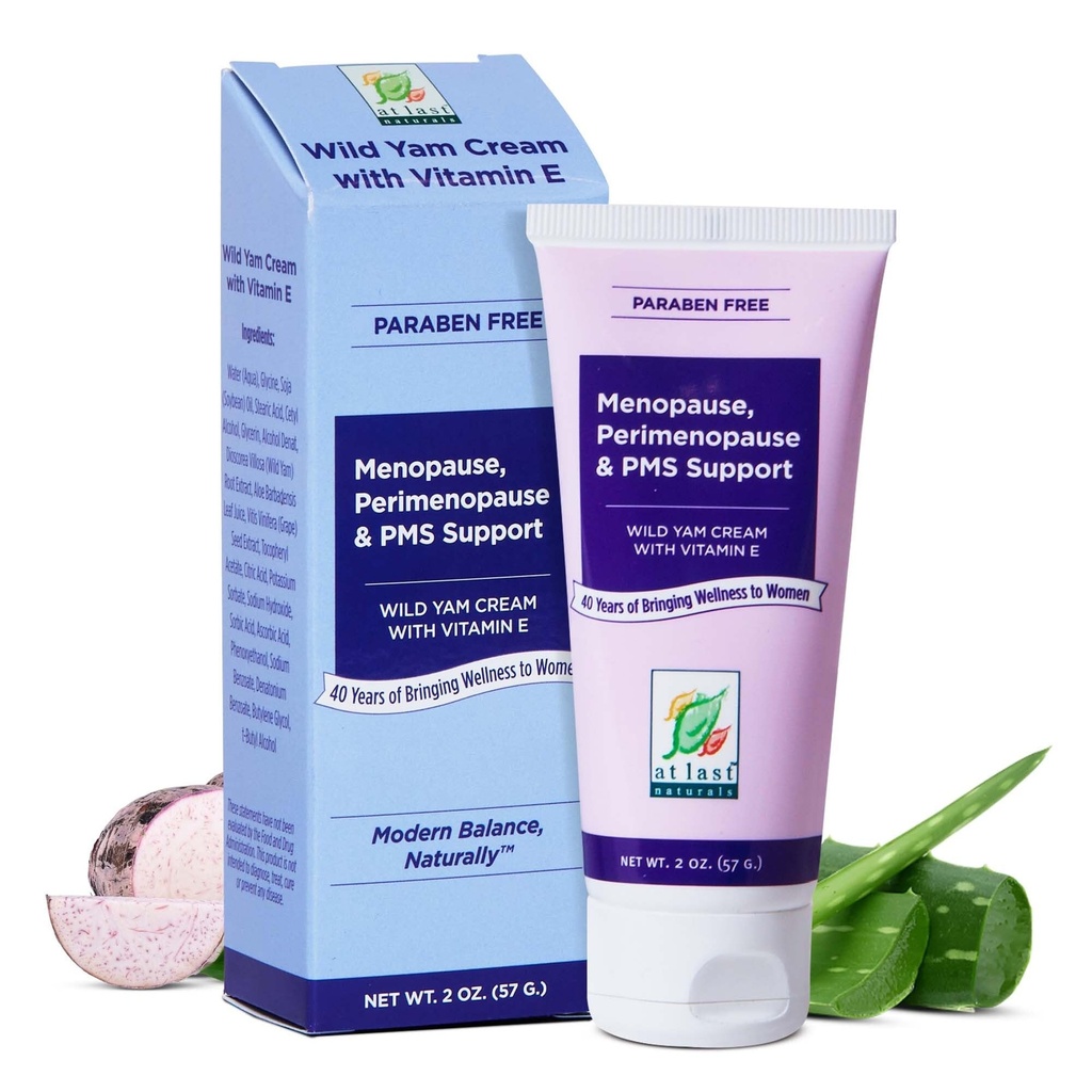 En Last Naturals Wild Yam Cream Saldo hormonal para mujeres Menopause PMS Alivio con vitamina E Ayuda a la piel seca Smooth Reducir Flashes calientes y promueve el bienestar (2 oz 1 Packs)
