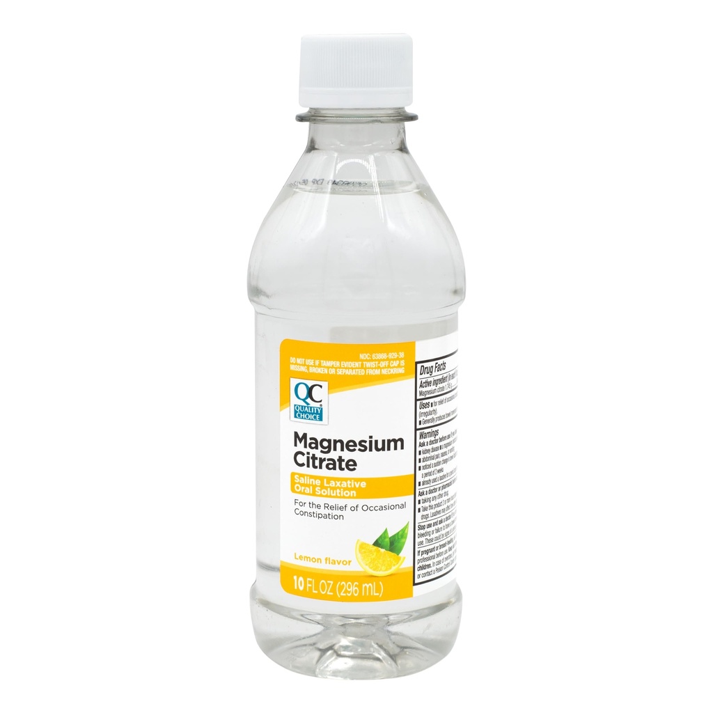 Quality Choice Magnesium Citrate Oral Solution, 10oz - Lemon Flavored Saline Laxative, Suplemento para el alivio del estreñimiento ocasional, Mag Citrate es un suave y eficaz laxante para la regularidad