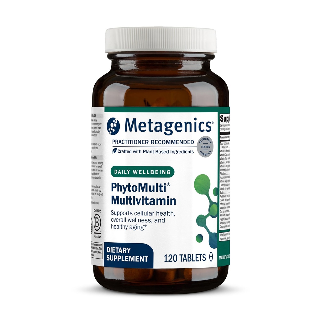 Medicamentos metagénicos PhytoMulti Multivitamínico - Apoyo al envejecimiento saludable, la salud celular " Wellness general - Para hombres y mujeres - Más de 20 vitaminas esenciales " minerales - con vitamina B6, luteína " Zinc - 120 tabletas