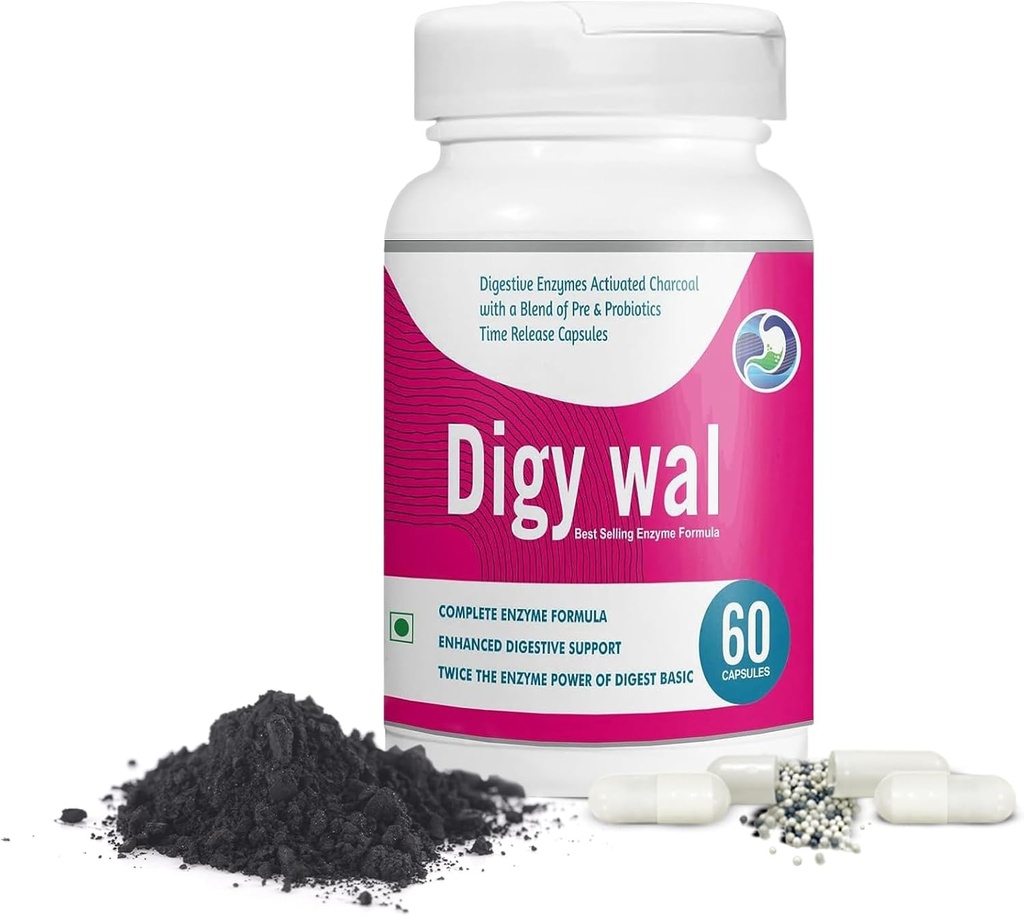 Cápsulas de Enzima Digestiva (60 Conde) - Enzimas digestivas de carbón activados con probióticos y prebióticos - Suplemento de inmunidad para la salud digestiva - Cápsulas probióticas para la energía mejorada